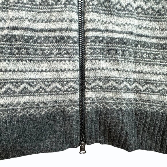 Express Zip Front Lambswool Cardigan Mens Size XL Fair Isle Charcoal Heritage - Picture 4 of 11